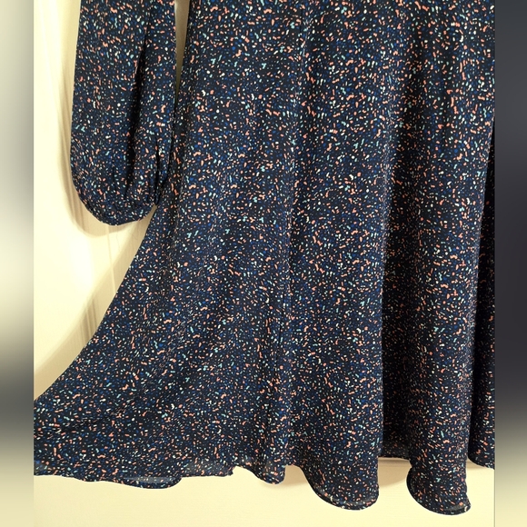 Banana Republic Navy Multicolor Long Sleeve Dress Size 8 READ DESCRIPTION - Picture 2 of 11